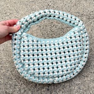 Sincerely Jules Woven Mini Hobo Bag – Mint & White